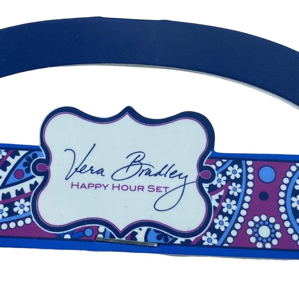 Vera Bradley Happy Hour Set Boysenberry Place Cards Coasters Cocktail Napkins‎